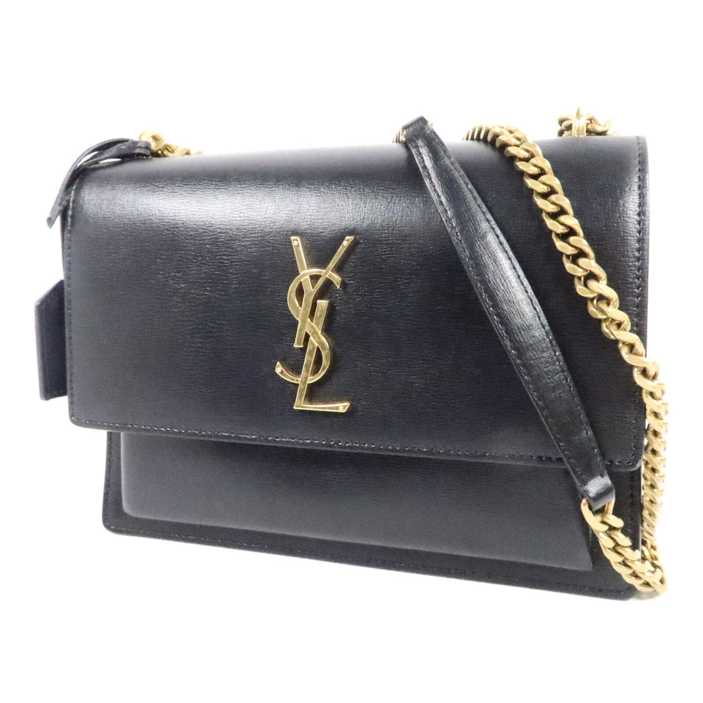 SAINT LAURENT Saint Laurent Ysl Ghw Sunset Medium Chain Shoulder Bag 442906 Calfskin Black image 3