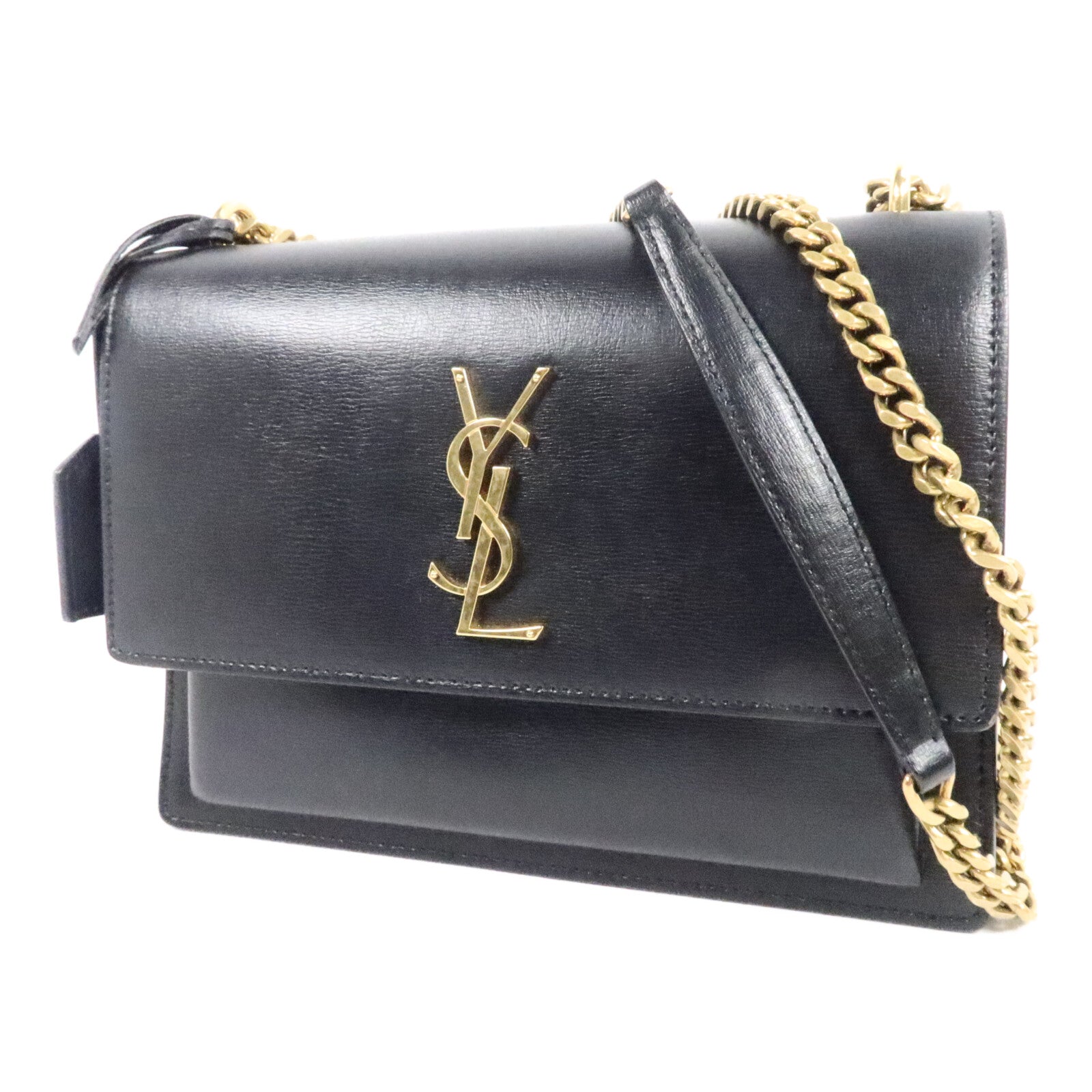 SAINT LAURENT Saint Laurent Ysl Ghw Sunset Medium Chain Shoulder Bag 442906 Calfskin Black image 3