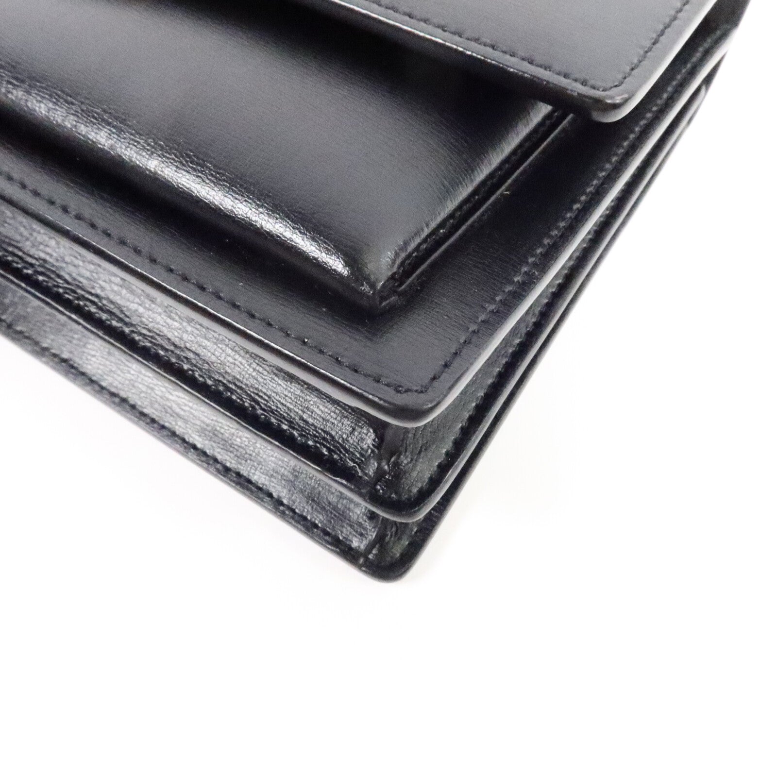 SAINT LAURENT Saint Laurent Ysl Ghw Sunset Medium Chain Shoulder Bag 442906 Calfskin Black image 11