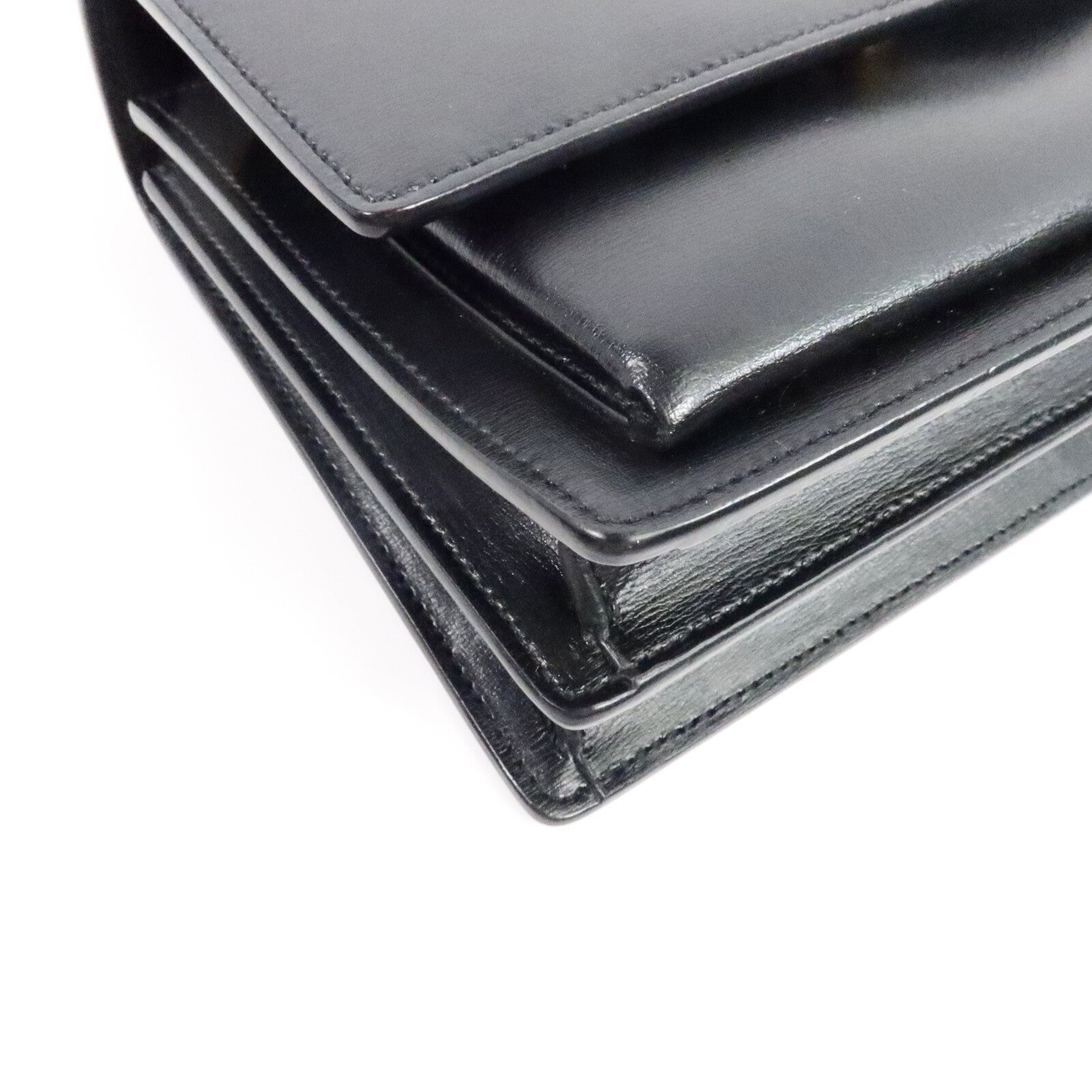 SAINT LAURENT Saint Laurent Ysl Ghw Sunset Medium Chain Shoulder Bag 442906 Calfskin Black image 12