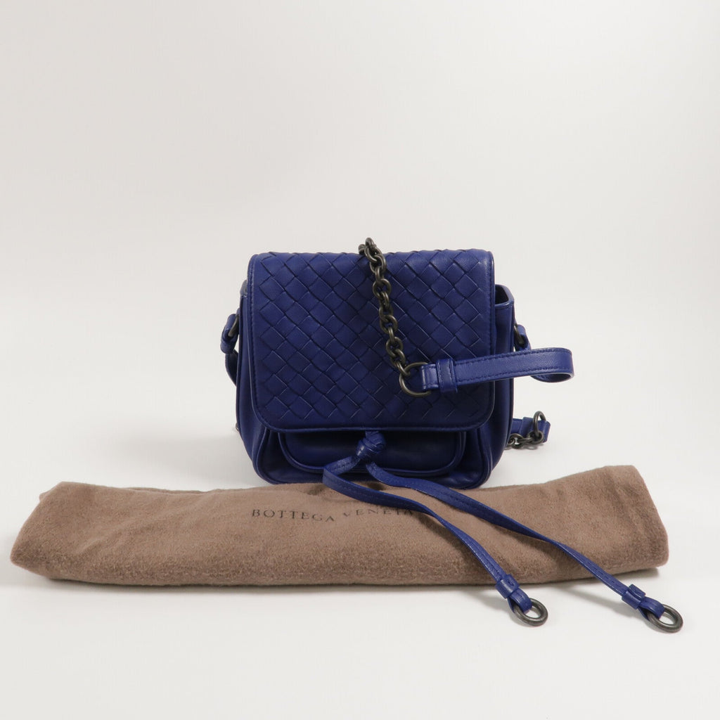 BOTTEGA VENETA Bottega Veneta Bv New Tie Intrecciato Mini Saddle Bag Lambskin Leather Blue image 9