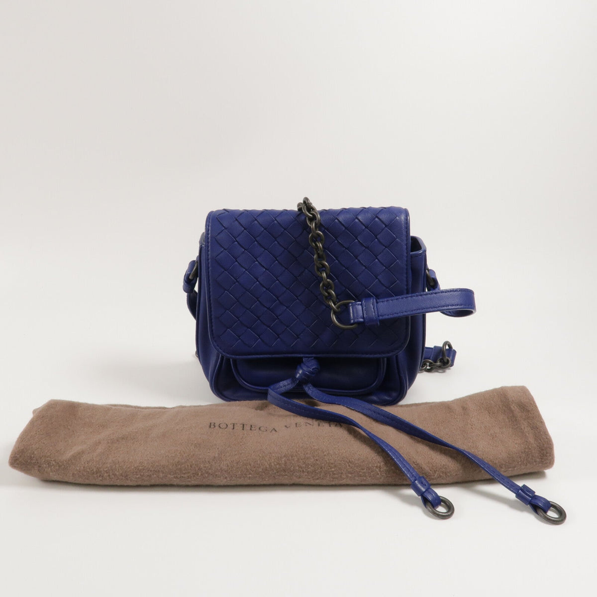 BOTTEGA VENETA Bottega Veneta Bv New Tie Intrecciato Mini Saddle Bag Lambskin Leather Blue image 9