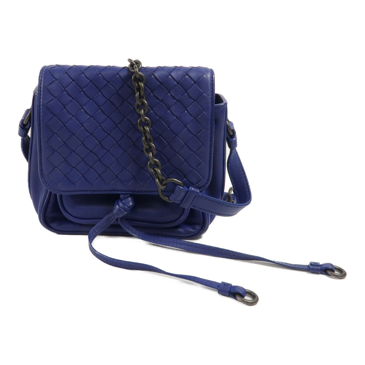 BOTTEGA VENETA Bottega Veneta Bv New Tie Intrecciato Mini Saddle Bag Lambskin Leather Blue image 1