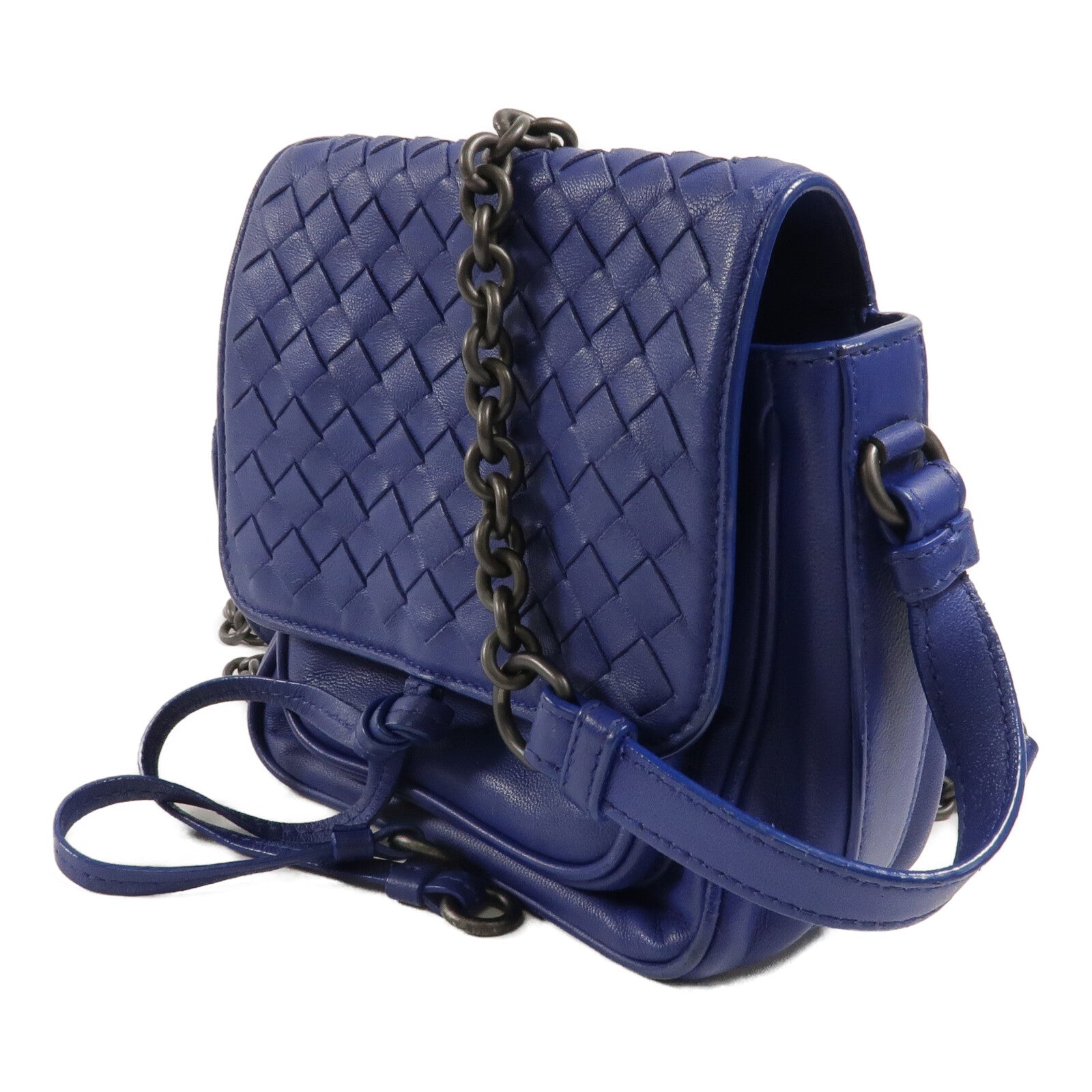BOTTEGA VENETA Bottega Veneta Bv New Tie Intrecciato Mini Saddle Bag Lambskin Leather Blue image 2