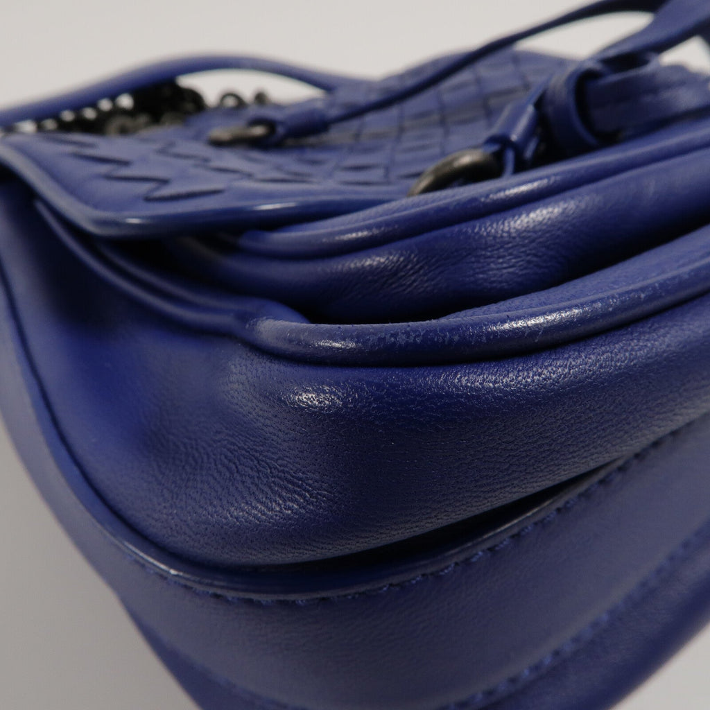 BOTTEGA VENETA Bottega Veneta Bv New Tie Intrecciato Mini Saddle Bag Lambskin Leather Blue image 10