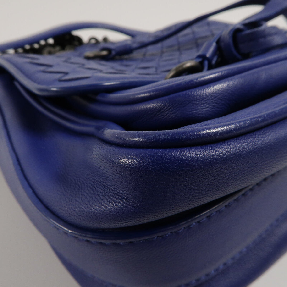 BOTTEGA VENETA Bottega Veneta Bv New Tie Intrecciato Mini Saddle Bag Lambskin Leather Blue image 10