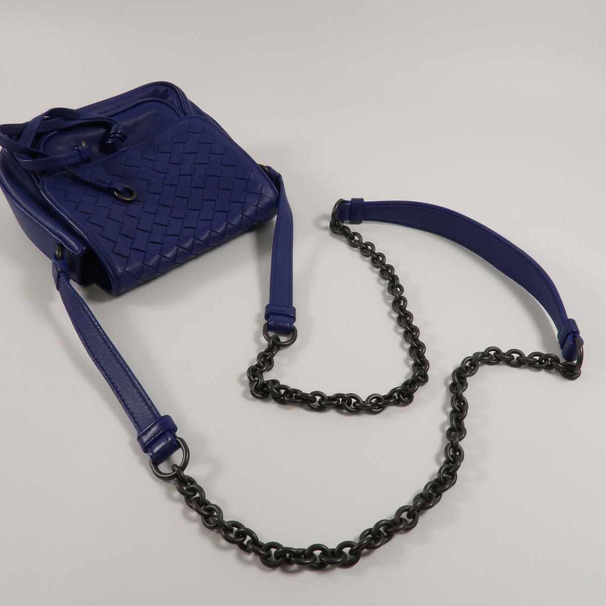 BOTTEGA VENETA Bottega Veneta Bv New Tie Intrecciato Mini Saddle Bag Lambskin Leather Blue image 8
