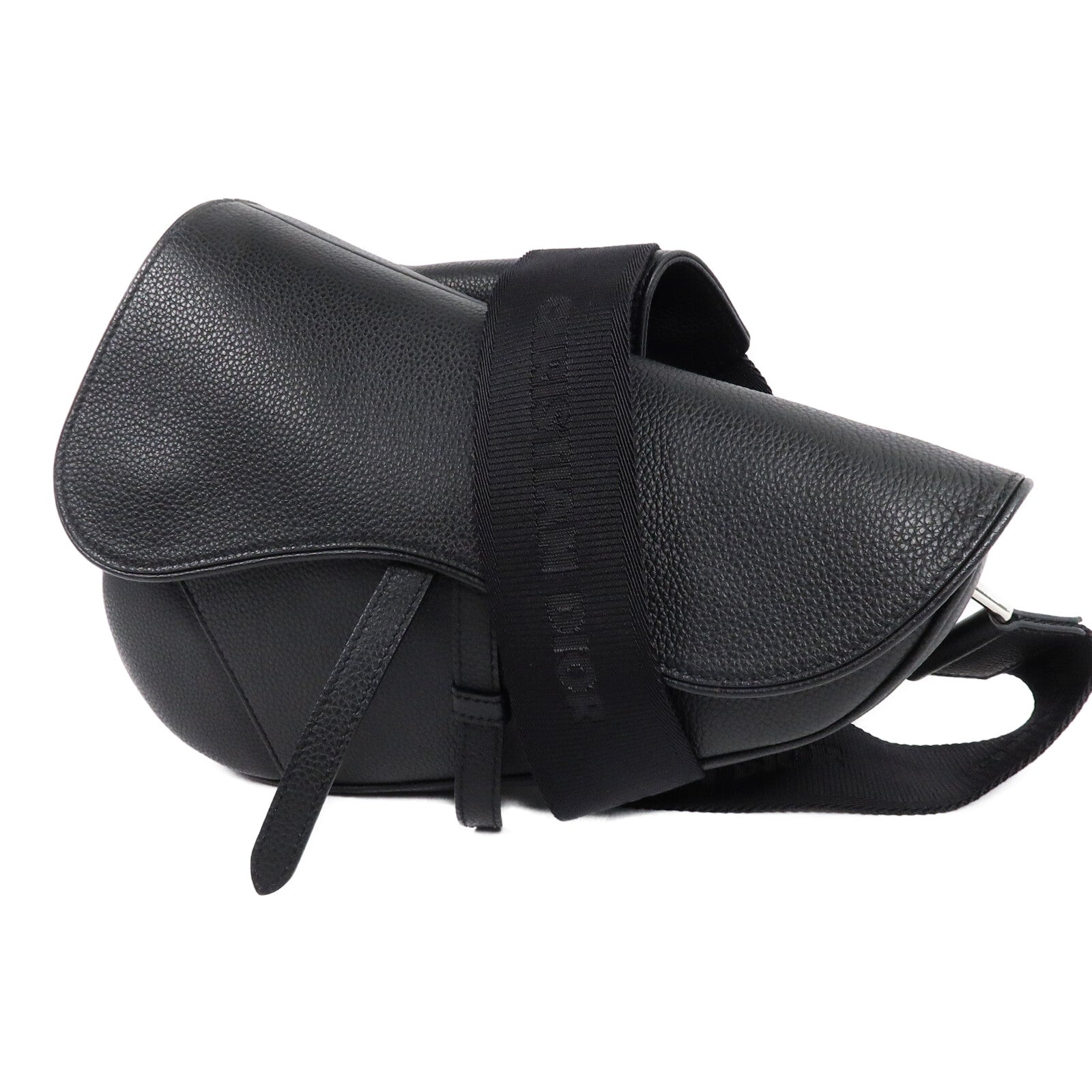 DIOR Christian Dior Cd Saddle Bag Shoulder Bag Calfskin Leather Black image 3