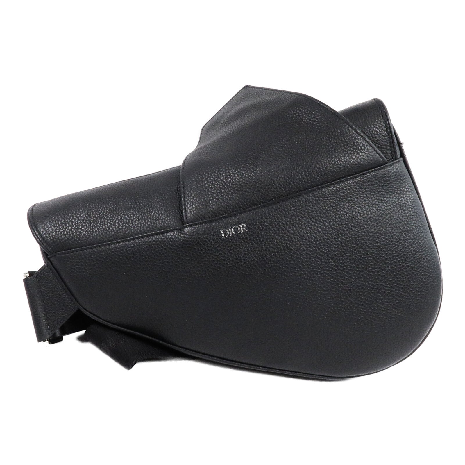 DIOR Christian Dior Cd Saddle Bag Shoulder Bag Calfskin Leather Black image 2