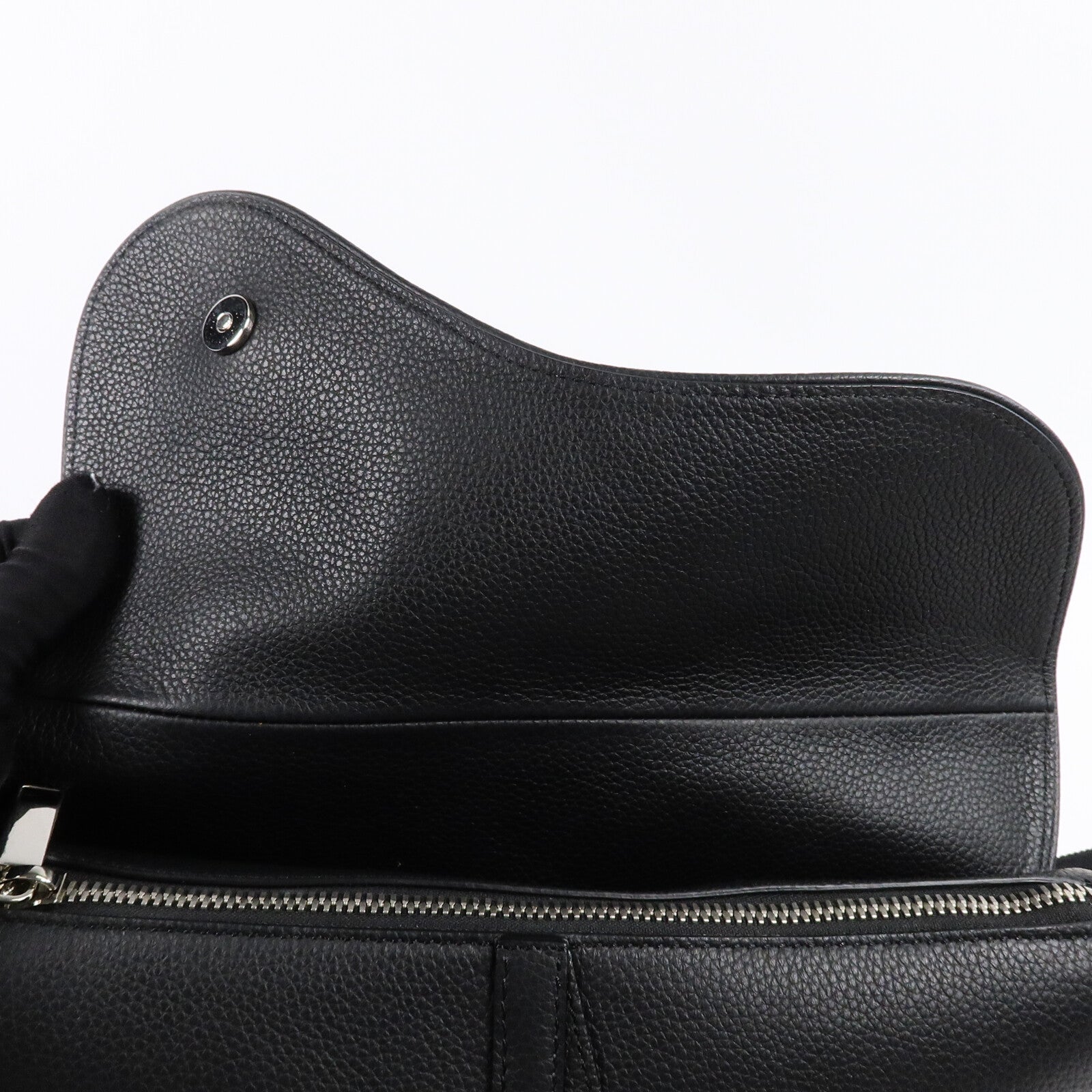 DIOR Christian Dior Cd Saddle Bag Shoulder Bag Calfskin Leather Black image 14