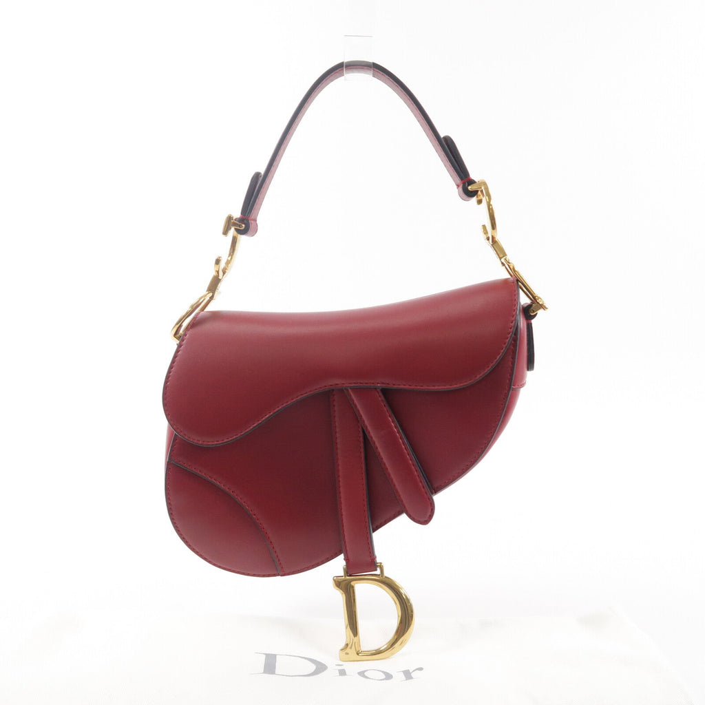DIOR Christian Dior Cd Ghw Mini Saddle Shoulder Bag Calfskin Leather Red image 11