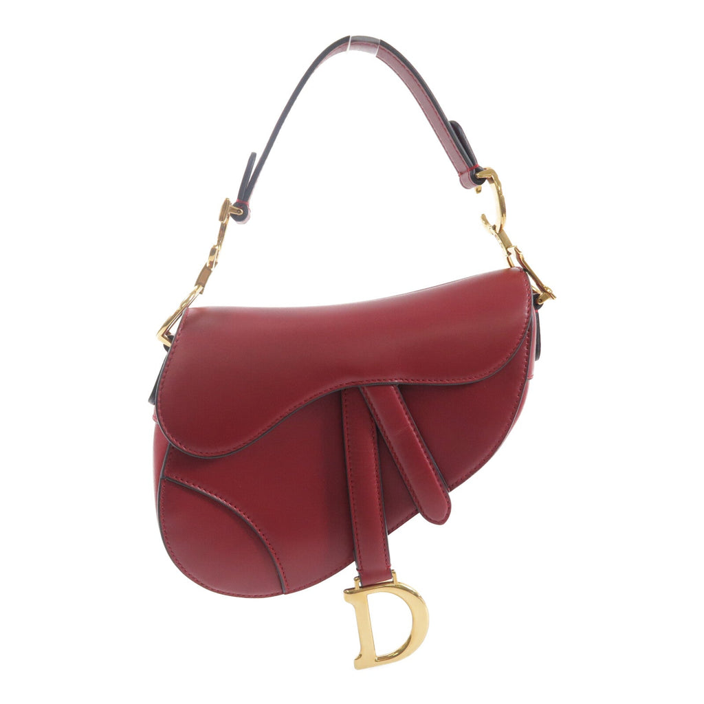 DIOR Christian Dior Cd Ghw Mini Saddle Shoulder Bag Calfskin Leather Red image 1