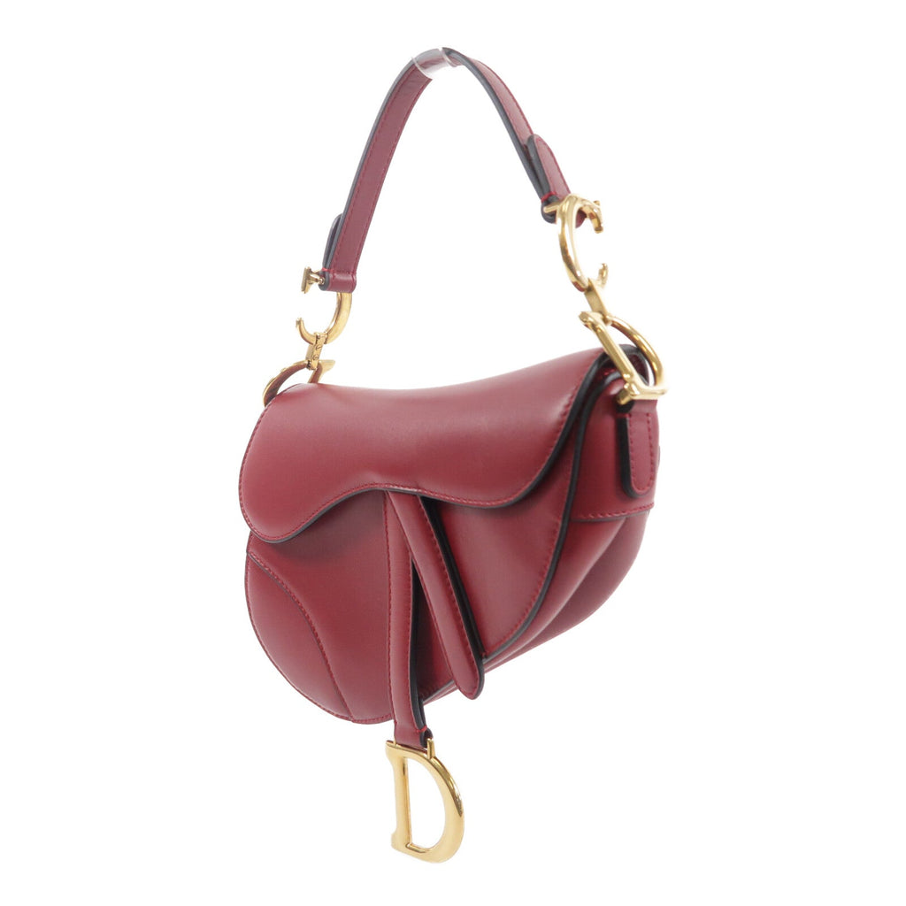 DIOR Christian Dior Cd Ghw Mini Saddle Shoulder Bag Calfskin Leather Red image 3