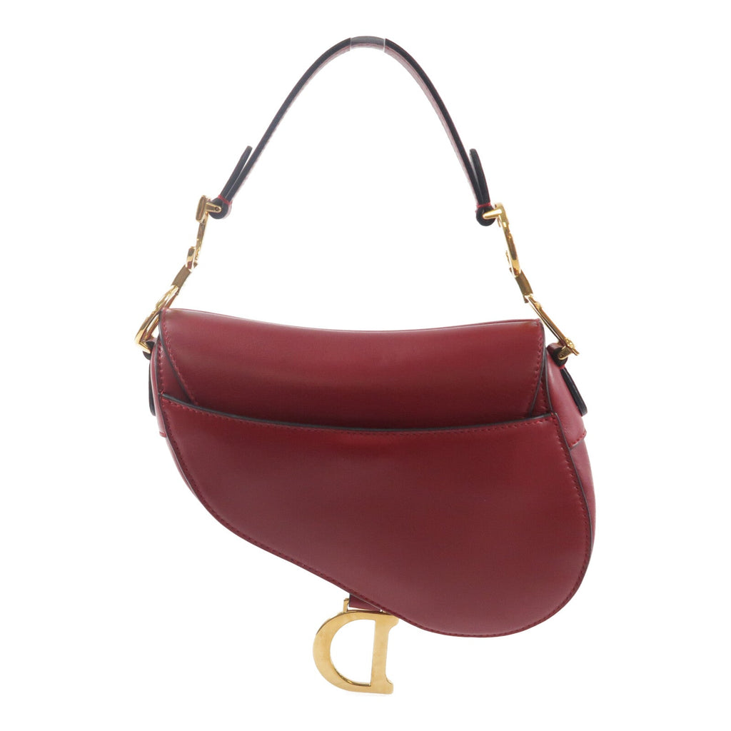 DIOR Christian Dior Cd Ghw Mini Saddle Shoulder Bag Calfskin Leather Red image 2