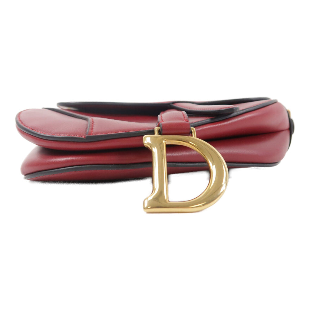 DIOR Christian Dior Cd Ghw Mini Saddle Shoulder Bag Calfskin Leather Red image 4