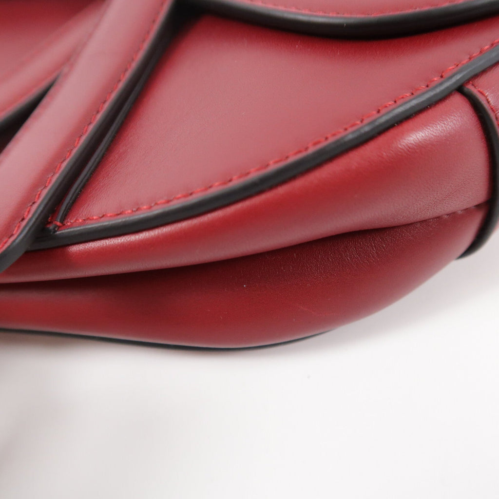 DIOR Christian Dior Cd Ghw Mini Saddle Shoulder Bag Calfskin Leather Red image 13