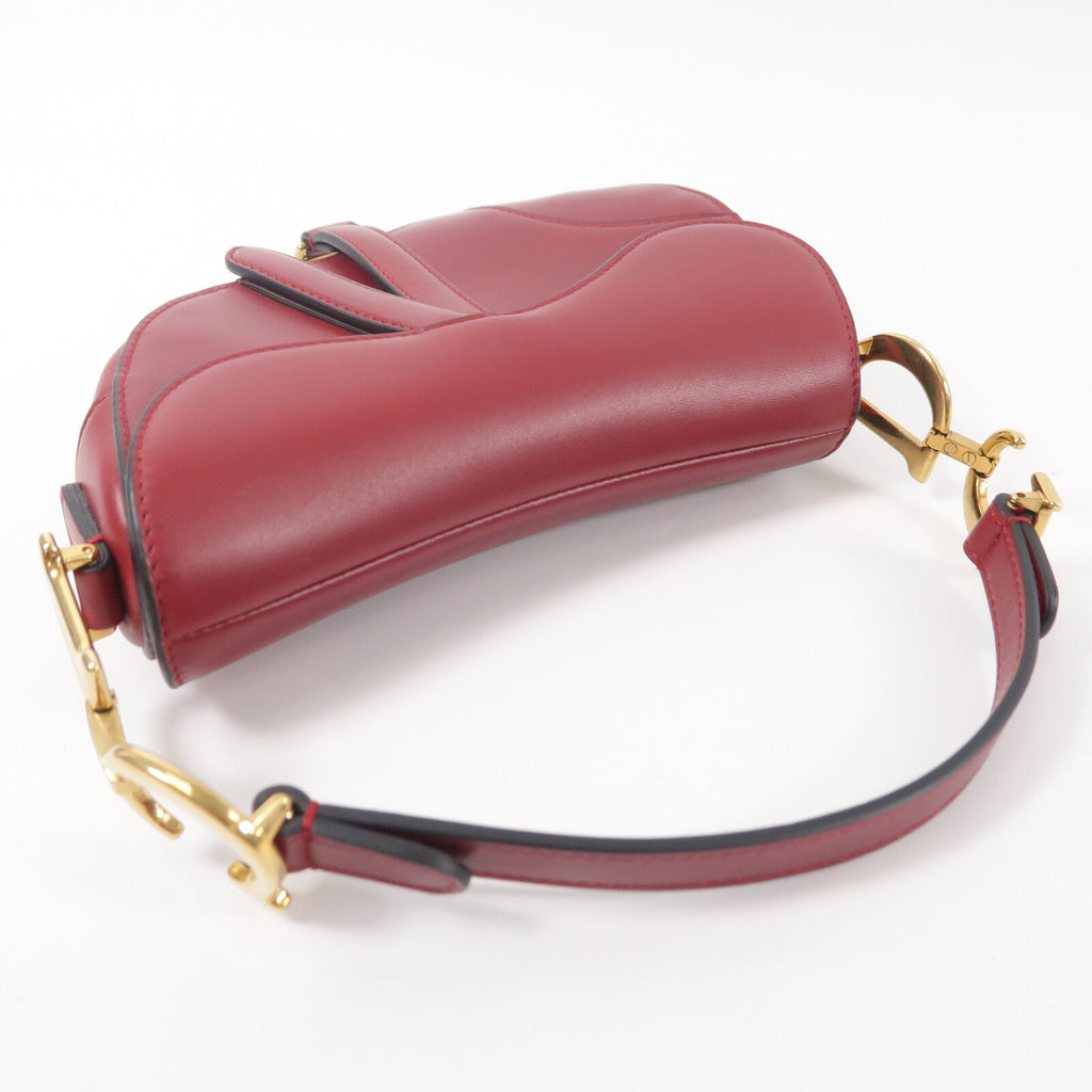 DIOR Christian Dior Cd Ghw Mini Saddle Shoulder Bag Calfskin Leather Red image 10