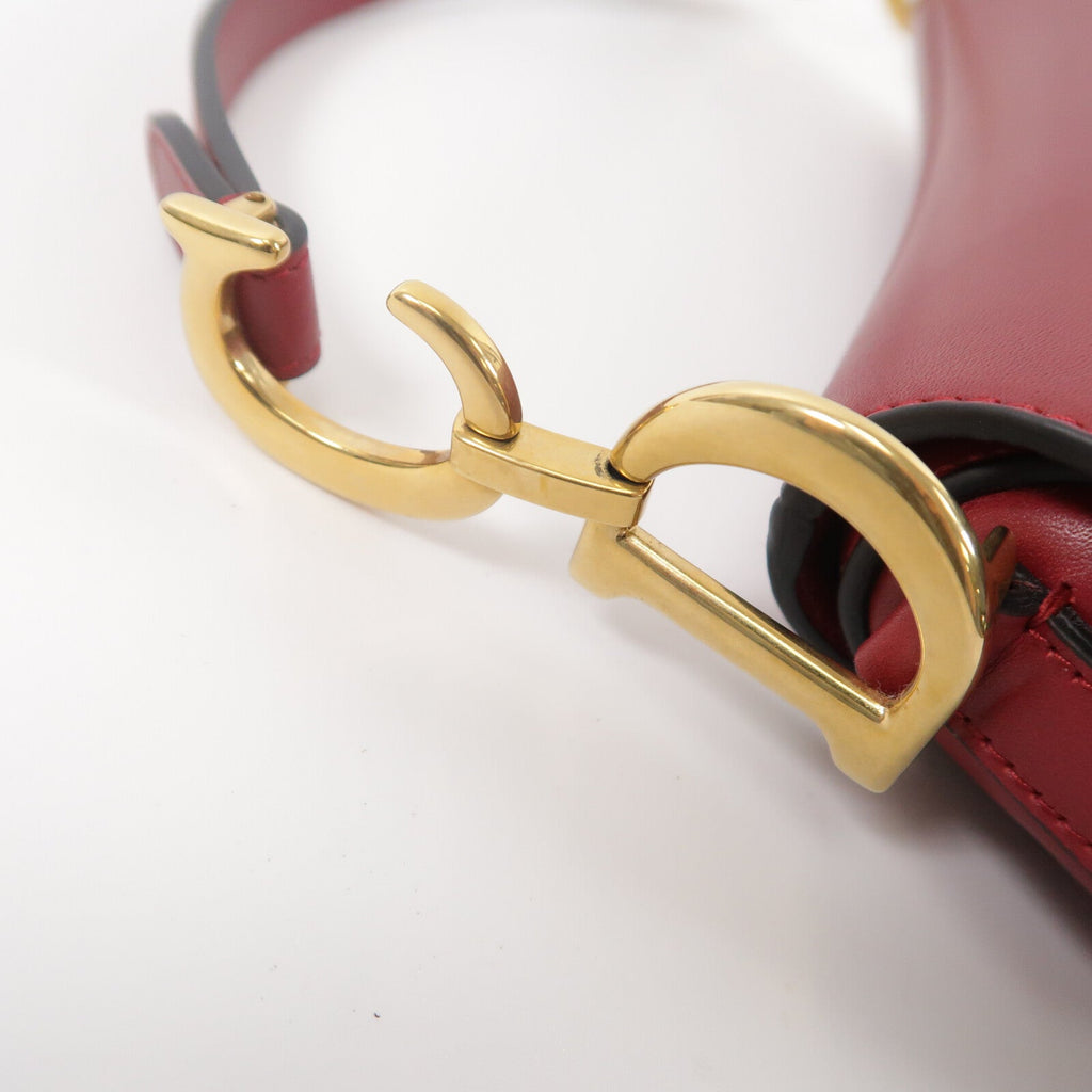 DIOR Christian Dior Cd Ghw Mini Saddle Shoulder Bag Calfskin Leather Red image 7
