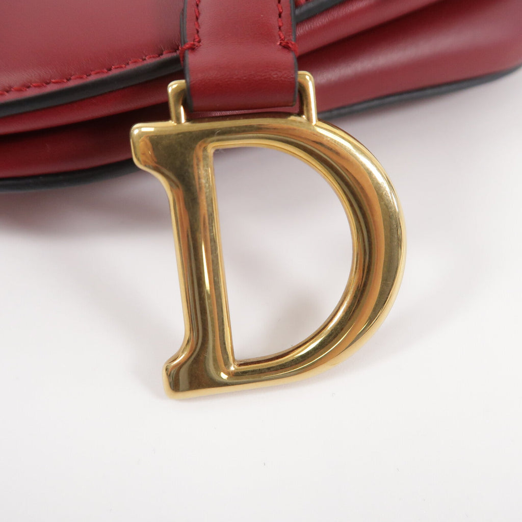 DIOR Christian Dior Cd Ghw Mini Saddle Shoulder Bag Calfskin Leather Red image 8