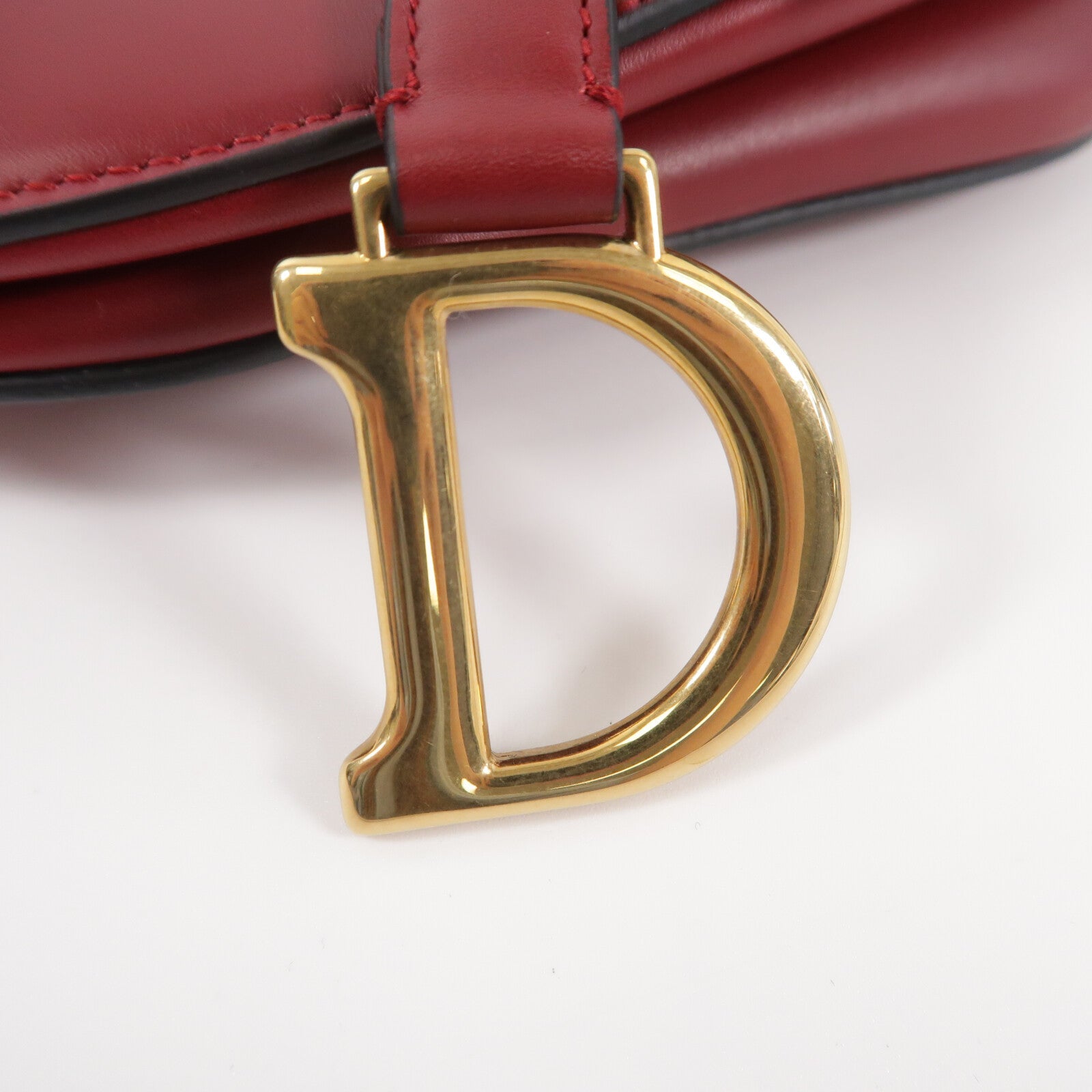 DIOR Christian Dior Cd Ghw Mini Saddle Shoulder Bag Calfskin Leather Red image 8