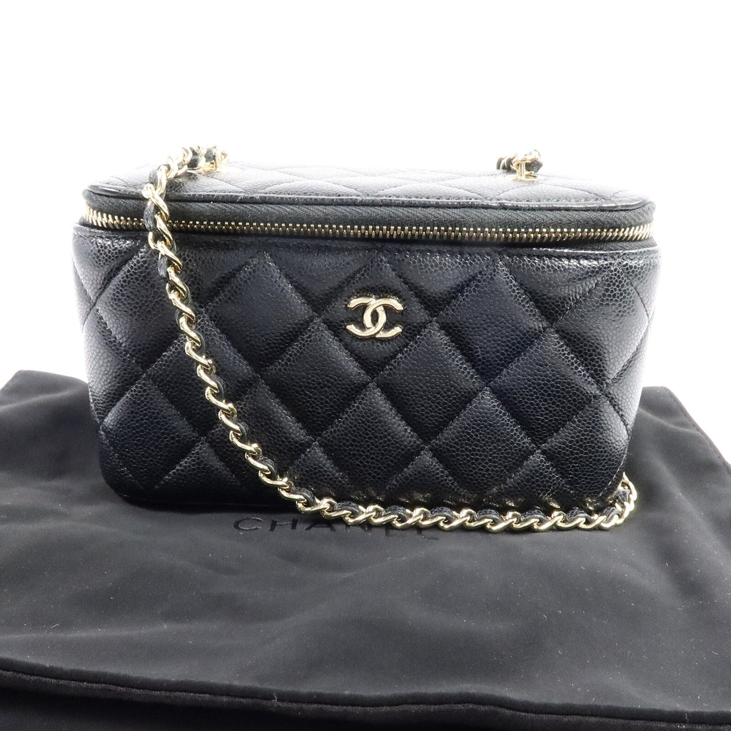 CHANEL Chanel Cc Ghw Vanity Case Chain Shoulder Bag Ap1341 Calfskin Leather Black image 10
