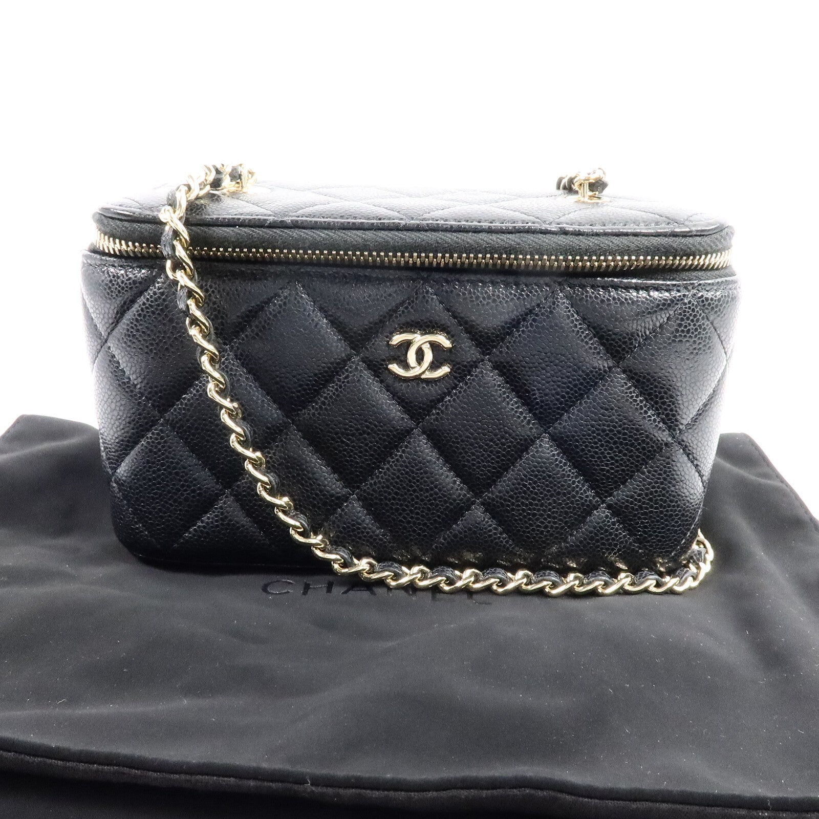 CHANEL Chanel Cc Ghw Vanity Case Chain Shoulder Bag Ap1341 Calfskin Leather Black image 10