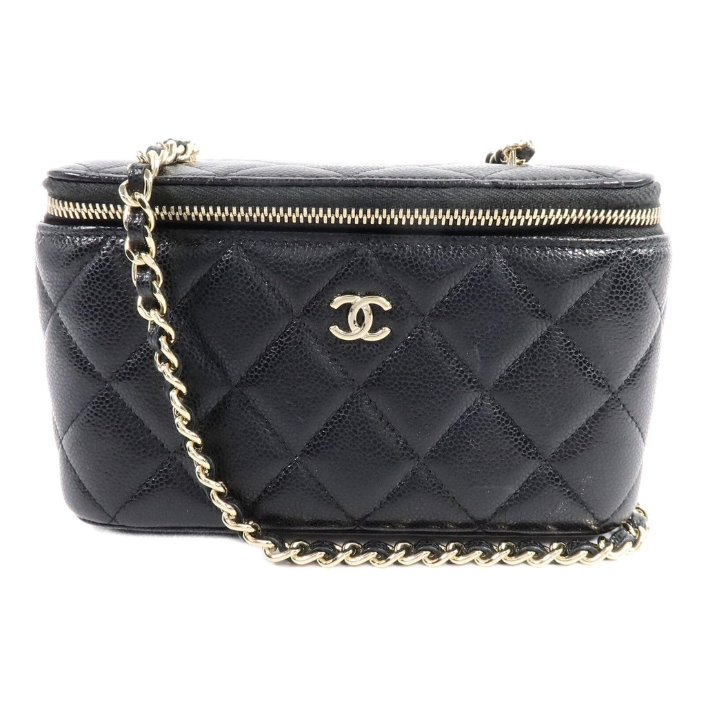 CHANEL Chanel Cc Ghw Vanity Case Chain Shoulder Bag Ap1341 Calfskin Leather Black image 1