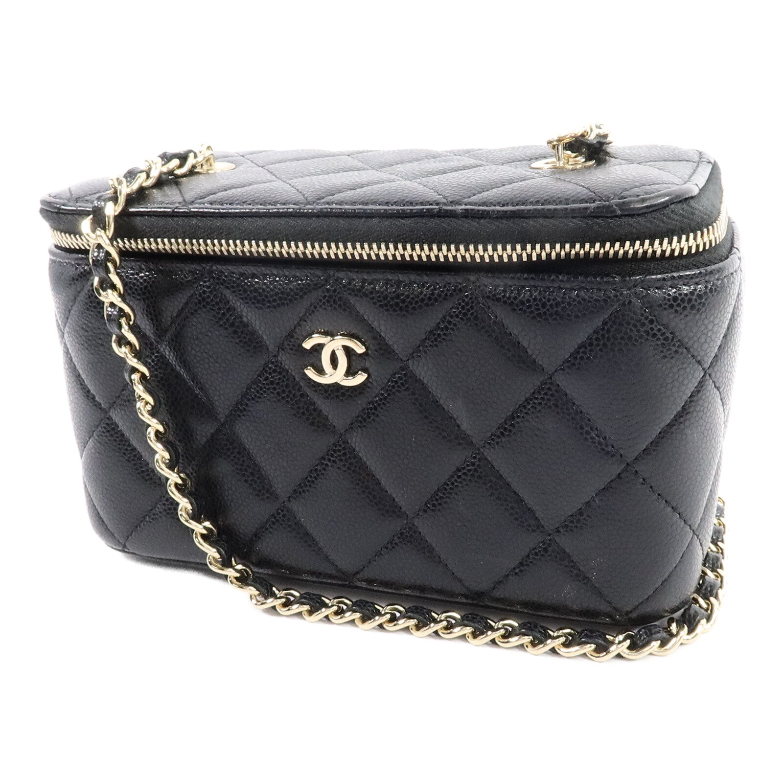 CHANEL Chanel Cc Ghw Vanity Case Chain Shoulder Bag Ap1341 Calfskin Leather Black image 3