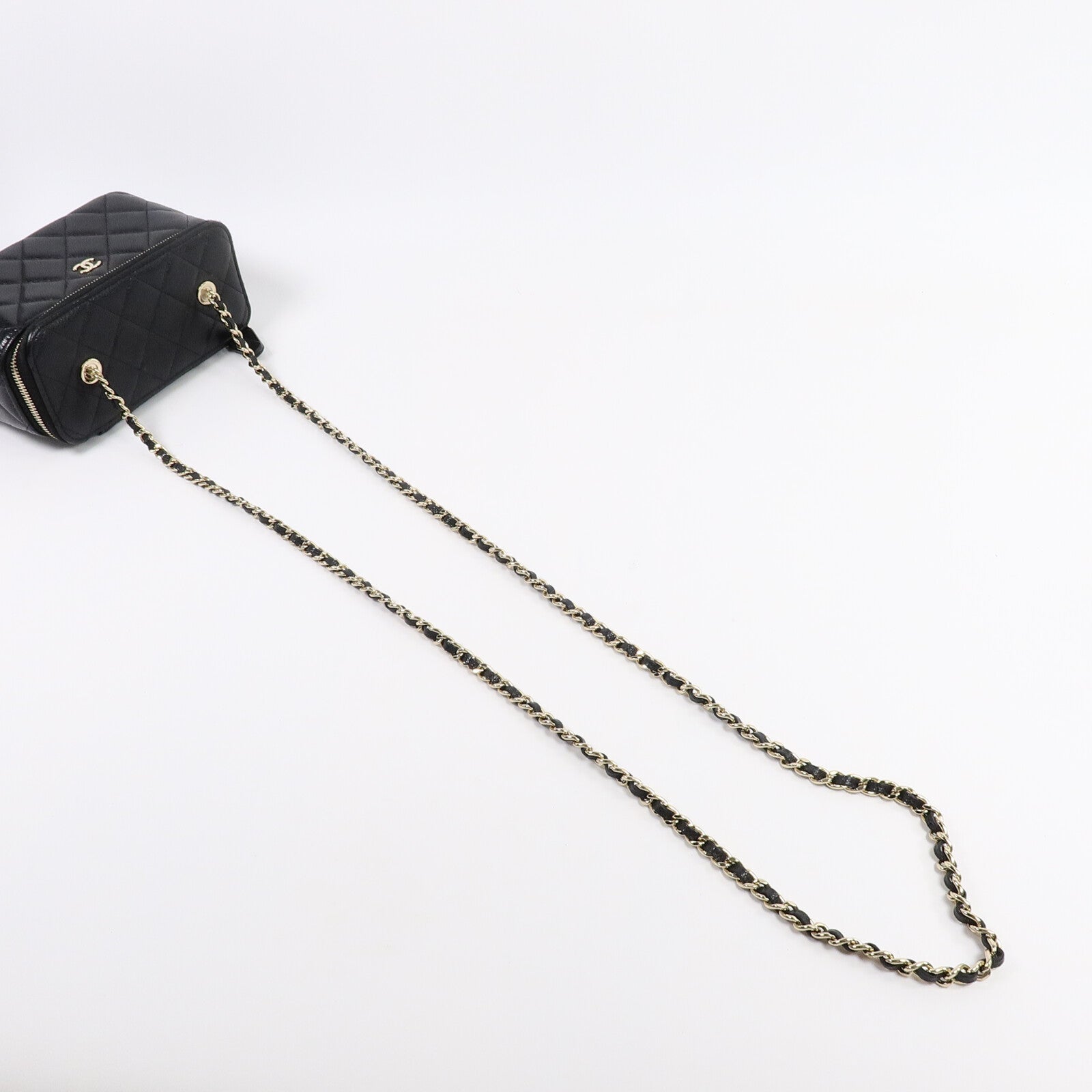 CHANEL Chanel Cc Ghw Vanity Case Chain Shoulder Bag Ap1341 Calfskin Leather Black image 9