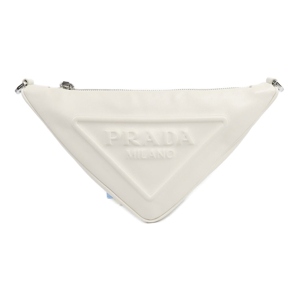 PRADA Prada Shw Triangle 2 Way Shoulder Bag Calfskin Leather White image 2
