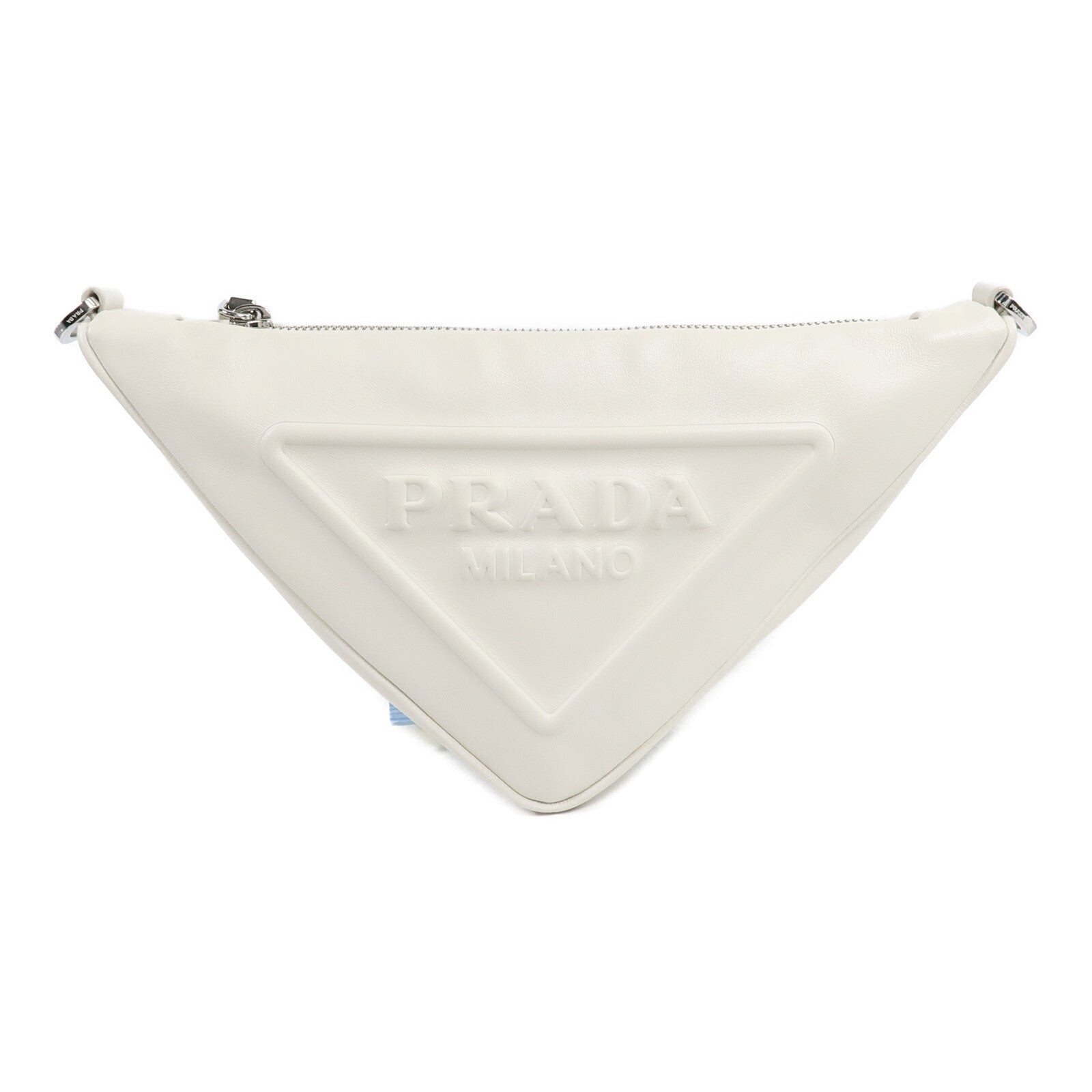 PRADA Prada Shw Triangle 2 Way Shoulder Bag Calfskin Leather White image 2