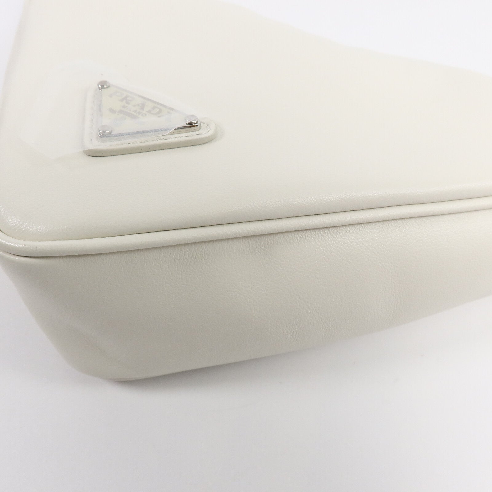 PRADA Prada Shw Triangle 2 Way Shoulder Bag Calfskin Leather White image 11
