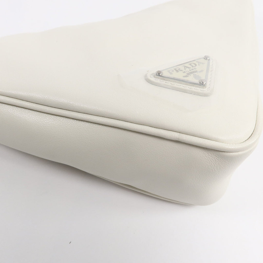 PRADA Prada Shw Triangle 2 Way Shoulder Bag Calfskin Leather White image 12