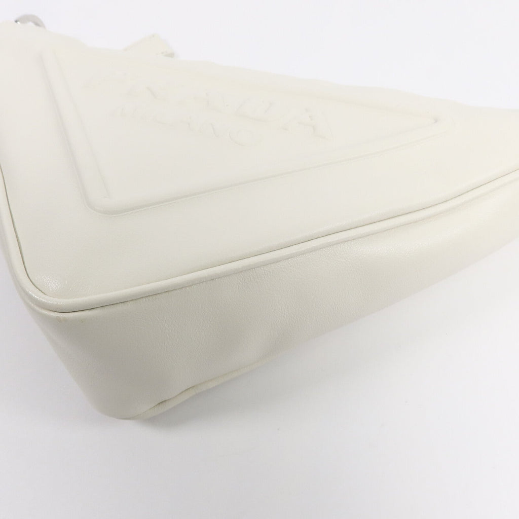 PRADA Prada Shw Triangle 2 Way Shoulder Bag Calfskin Leather White image 13