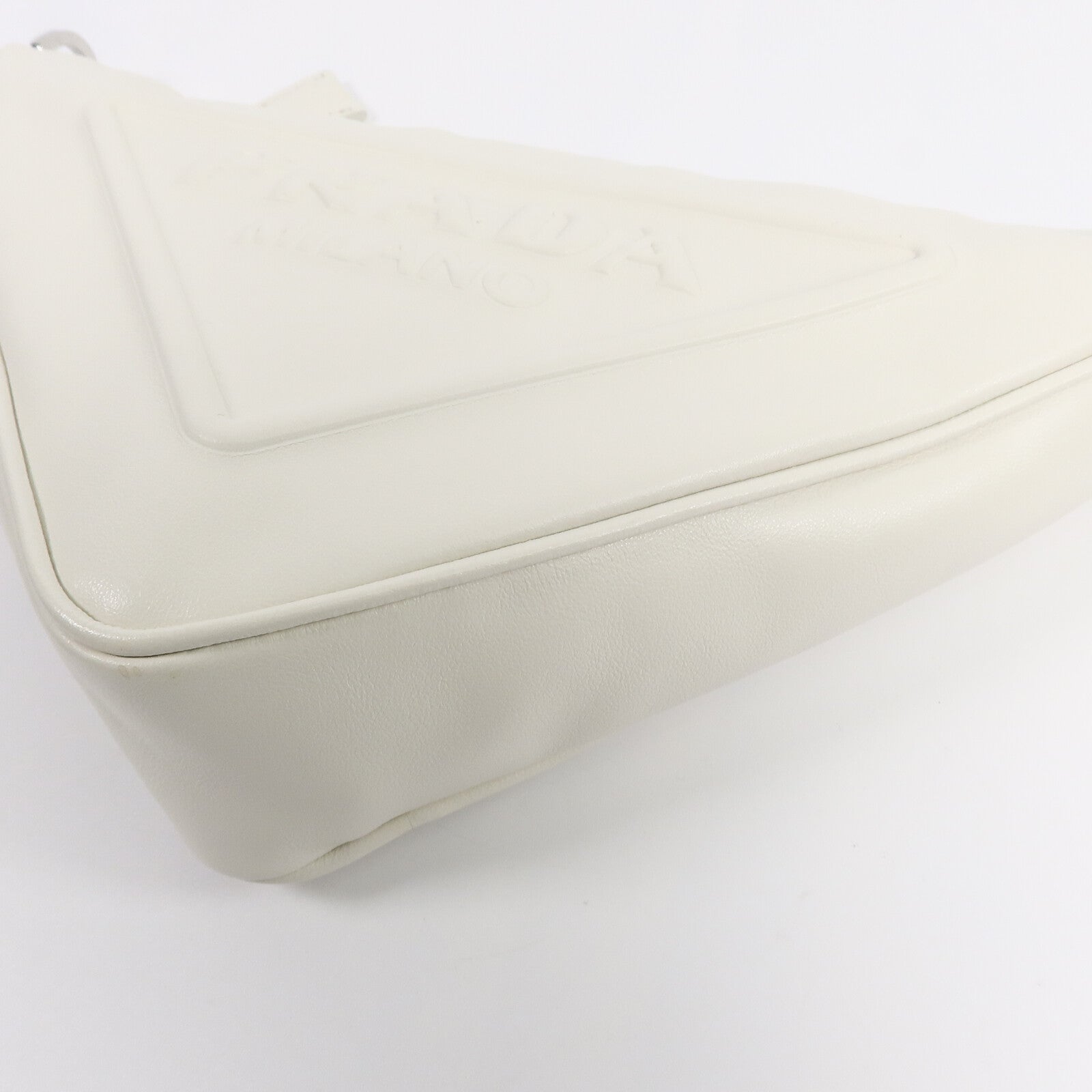 PRADA Prada Shw Triangle 2 Way Shoulder Bag Calfskin Leather White image 13