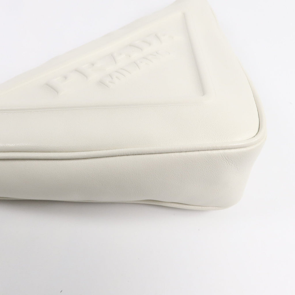 PRADA Prada Shw Triangle 2 Way Shoulder Bag Calfskin Leather White image 14