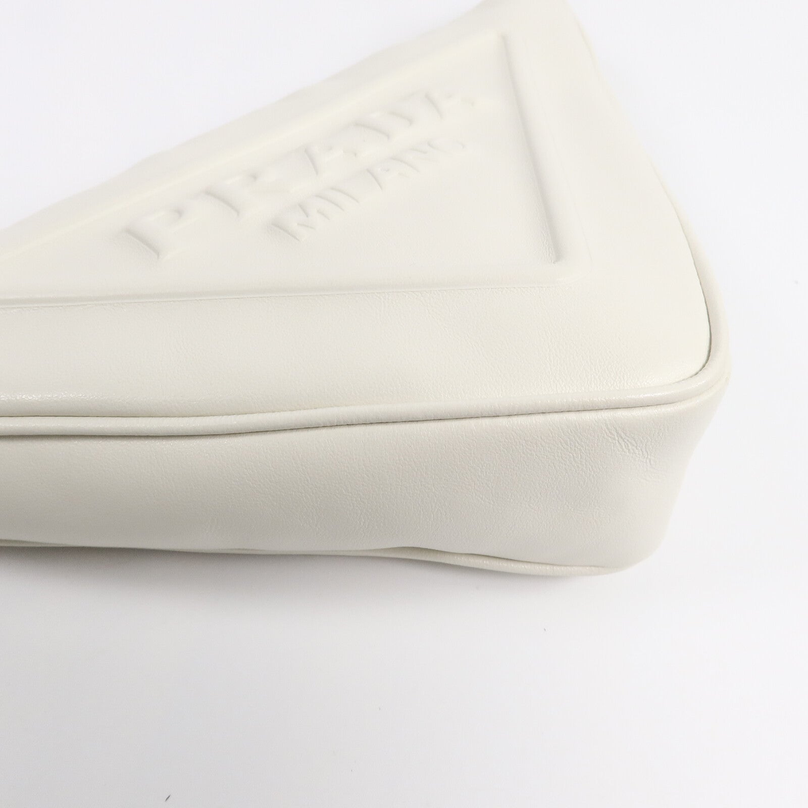 PRADA Prada Shw Triangle 2 Way Shoulder Bag Calfskin Leather White image 14