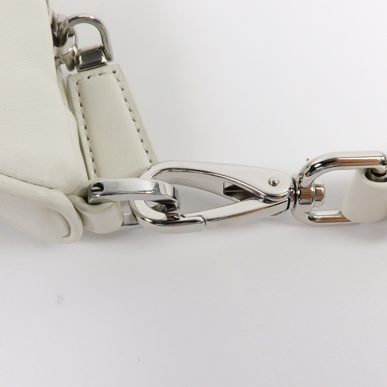 PRADA Prada Shw Triangle 2 Way Shoulder Bag Calfskin Leather White image 15