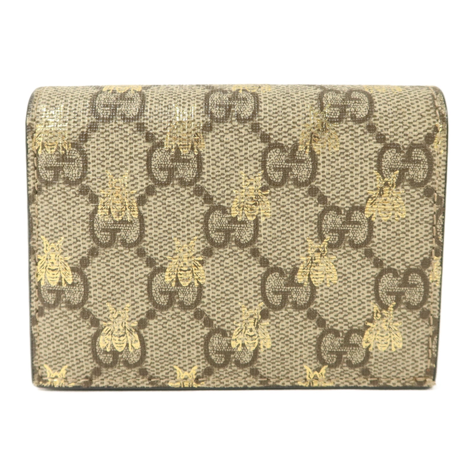 GUCCI Gucci Gg Ghw Gg Supreme Bees Folded Wallet Coated Canvas/Calfskin Leather Beige image 1