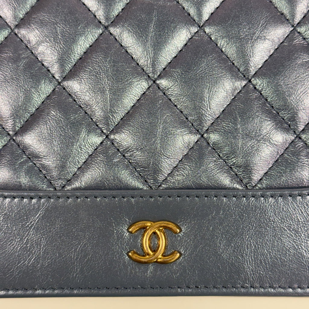 Chanel Vintage Iridescent Quilted Lambskin Flap Crossbody Bag