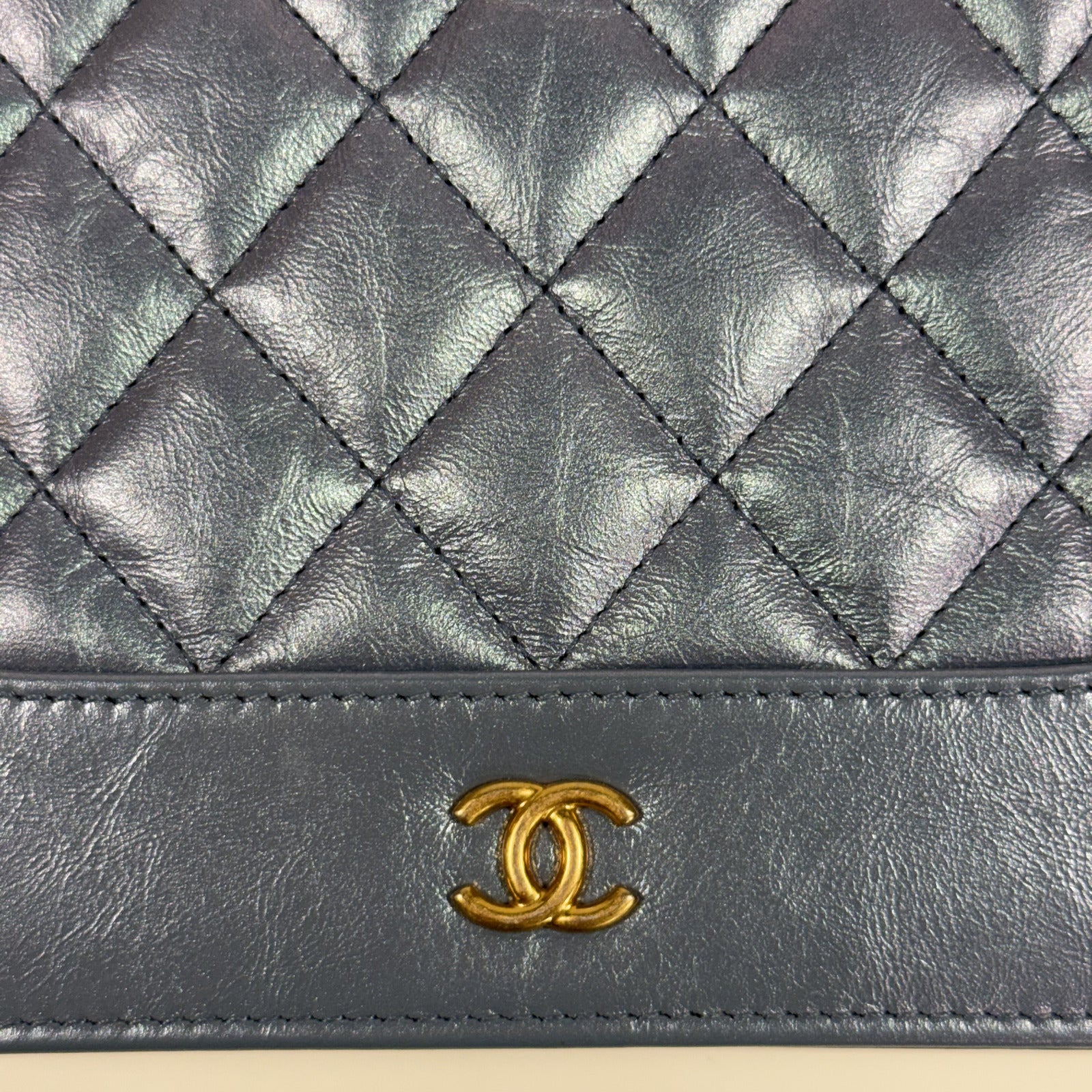 Chanel Vintage Iridescent Quilted Lambskin Flap Crossbody Bag