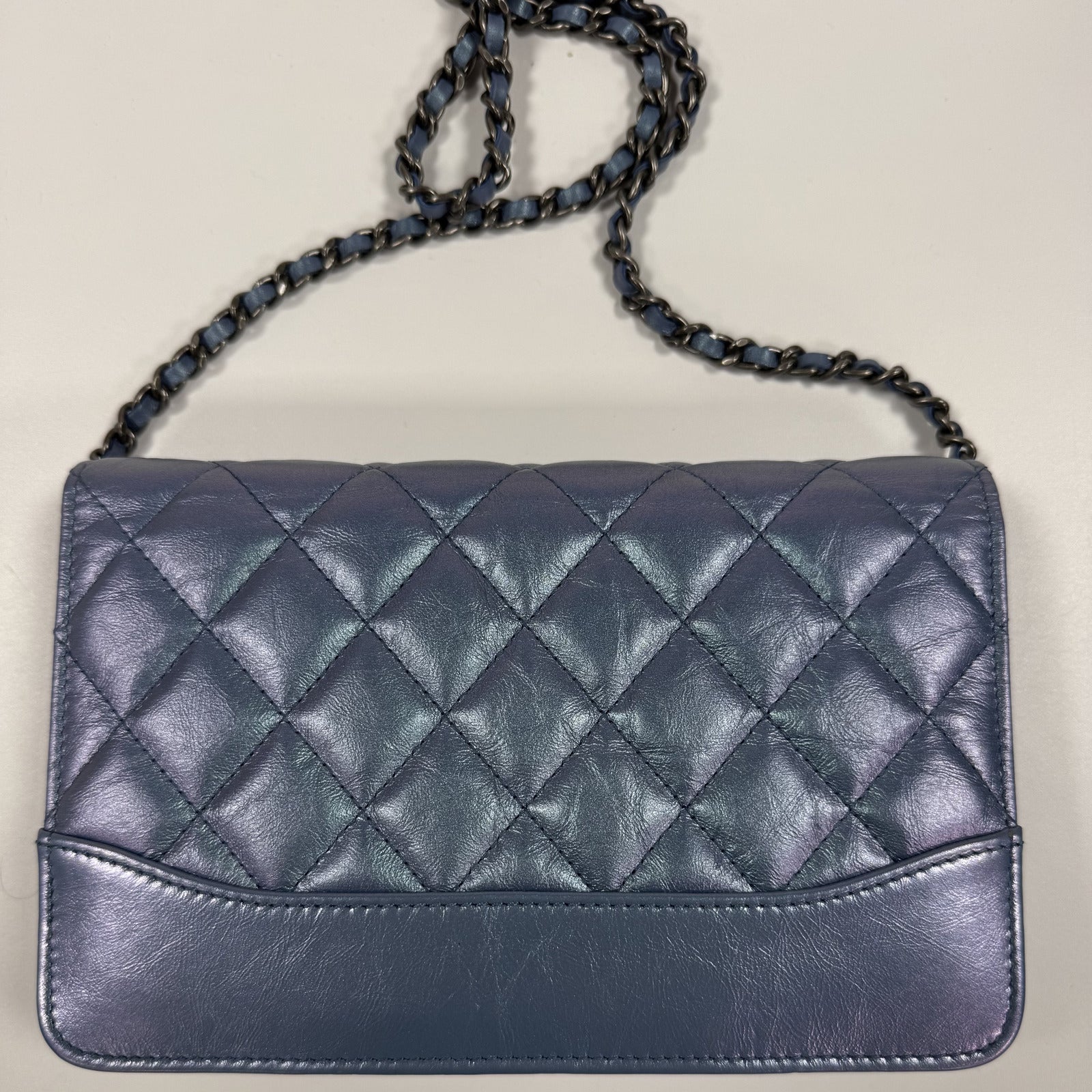 Chanel Vintage Iridescent Quilted Lambskin Flap Crossbody Bag