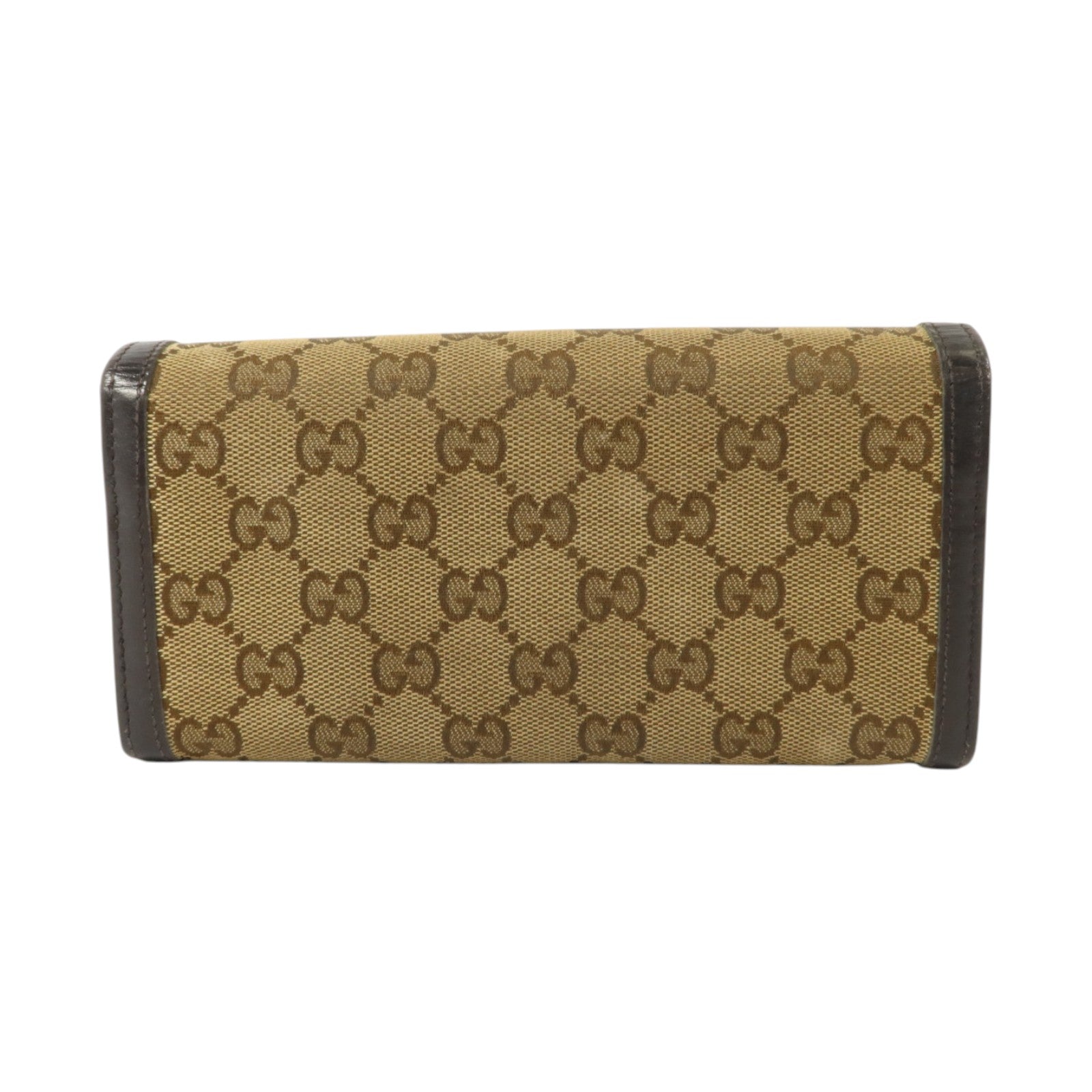 GUCCI Gucci Gg Ghw Long Wallet 282431 Gg Canvas Calfskin Leather Brown image 2