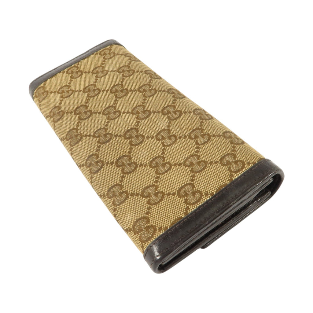 GUCCI Gucci Gg Ghw Long Wallet 282431 Gg Canvas Calfskin Leather Brown image 4