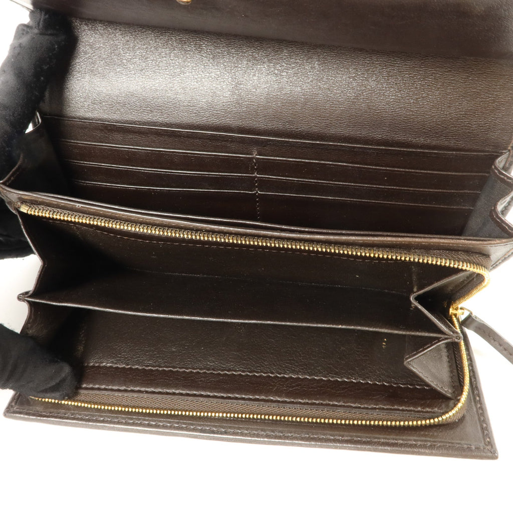 GUCCI Gucci Gg Ghw Long Wallet 282431 Gg Canvas Calfskin Leather Brown image 5
