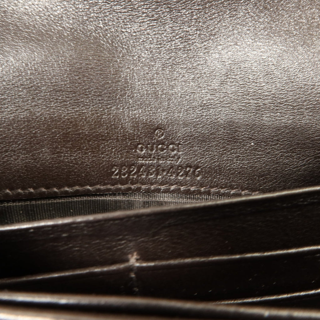 GUCCI Gucci Gg Ghw Long Wallet 282431 Gg Canvas Calfskin Leather Brown image 6