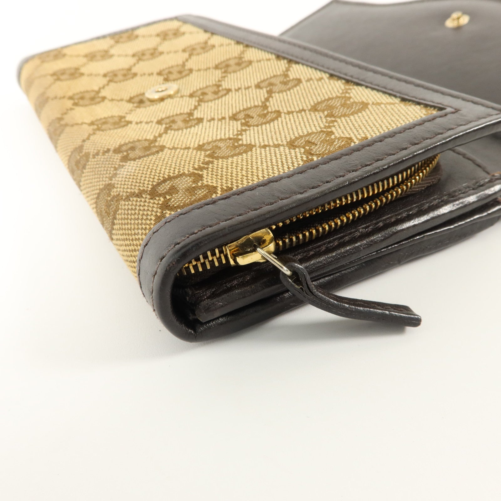 GUCCI Gucci Gg Ghw Long Wallet 282431 Gg Canvas Calfskin Leather Brown image 7