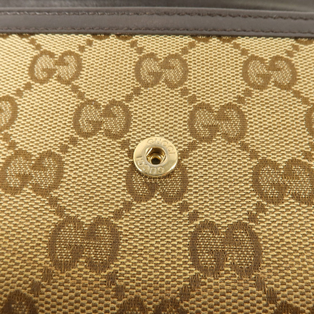 GUCCI Gucci Gg Ghw Long Wallet 282431 Gg Canvas Calfskin Leather Brown image 9