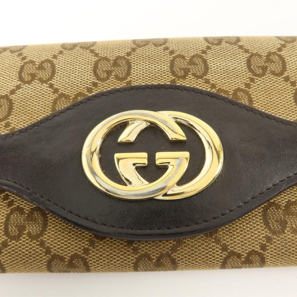 GUCCI Gucci Gg Ghw Long Wallet 282431 Gg Canvas Calfskin Leather Brown image 8