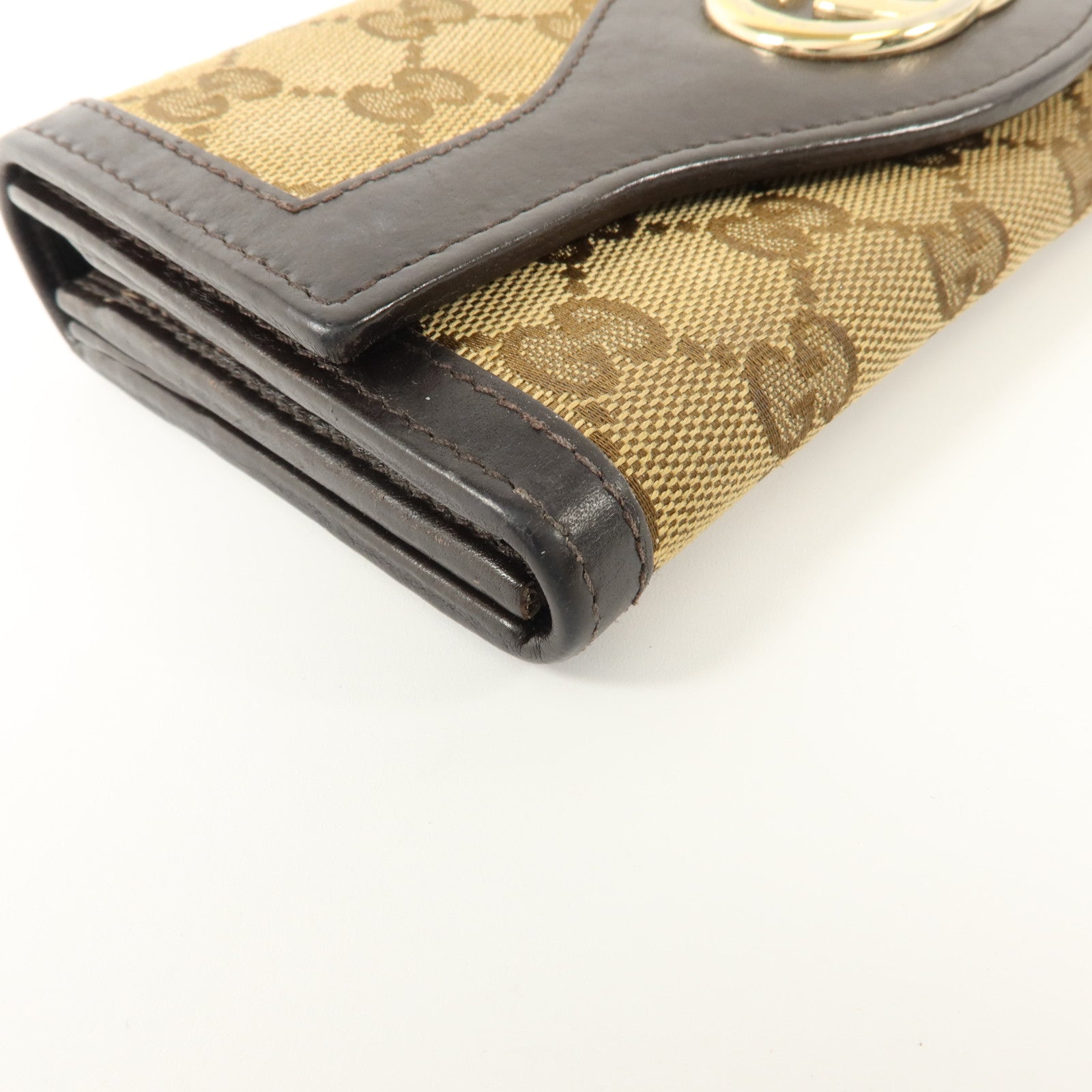 GUCCI Gucci Gg Ghw Long Wallet 282431 Gg Canvas Calfskin Leather Brown image 12